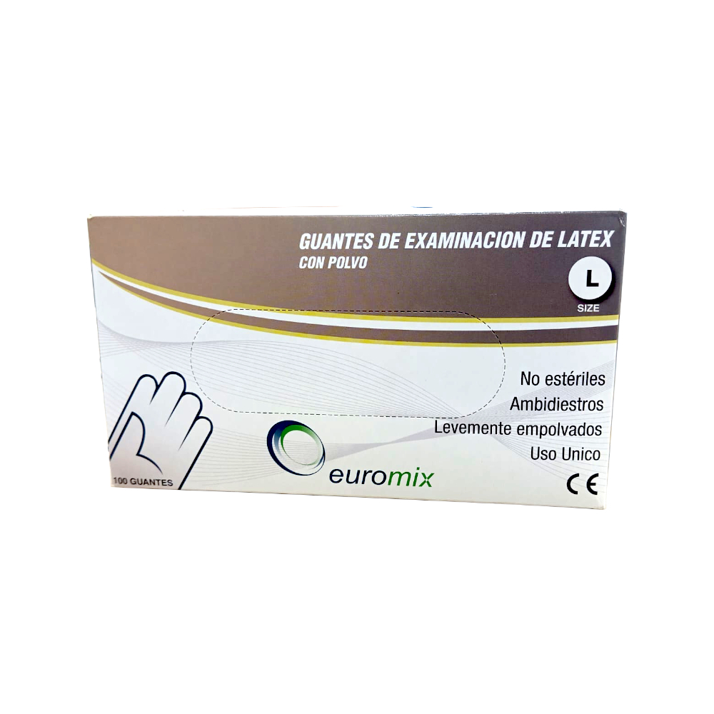 Guantes de examinación de látex (tamaño L) (100 unidades)